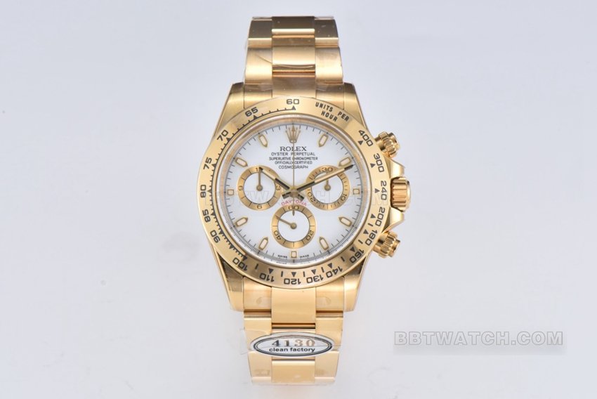 Rolex Daytona m116508-0001 C Factory Rolex Super A Clone Elfenbeinweißes Zifferblatt 18 Karat Goldgehäuse Stahlarmband — detailed review and buying guide | Watch Replica Expert