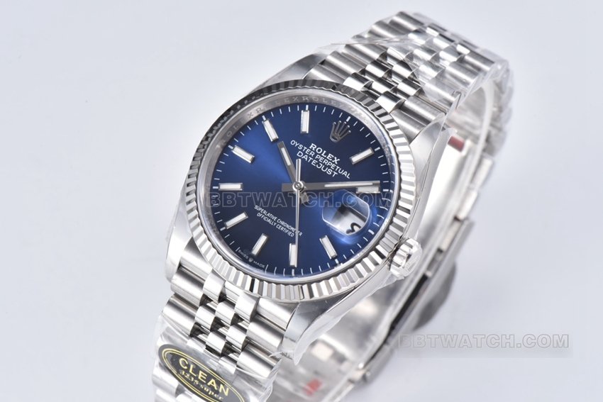 C factory Rolex log super cloneblue dial36mm five grid link m126234-0017front live photo