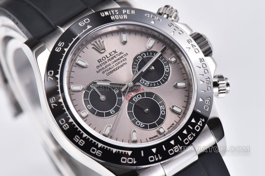 Factory C Rolex Daytona super clone cement gray rubber model M116519ln-0027 front live photo