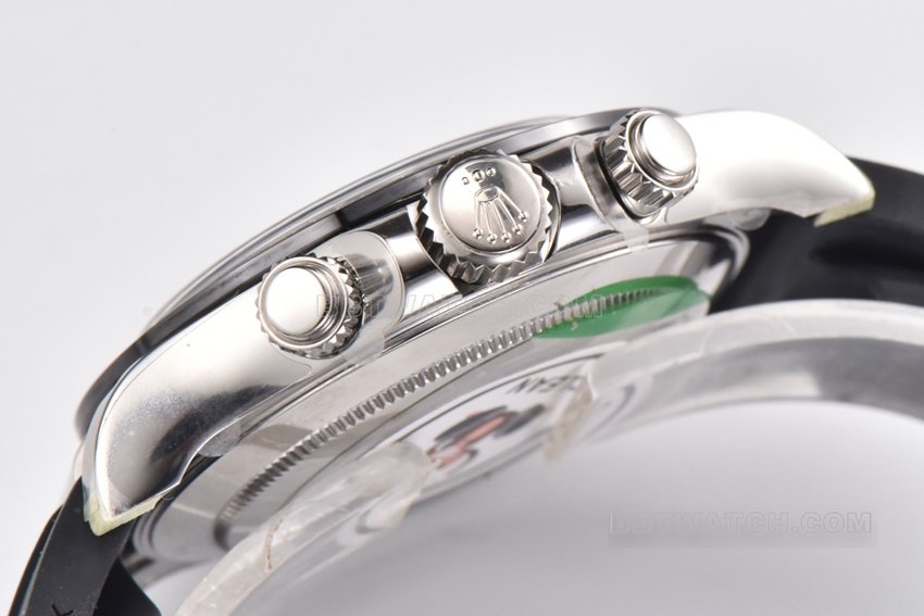 Factory C Rolex Daytonatop-tier 1:1high-quality replicawhite gold gray magic rubber model 116519-0104side live photo