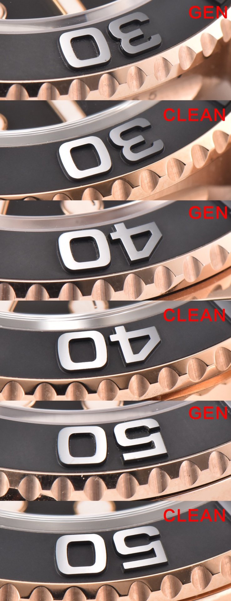 C factory yacht master type rose gold genuine and fake comparison evaluation Rolextop-tier replica table bezel comparison chart