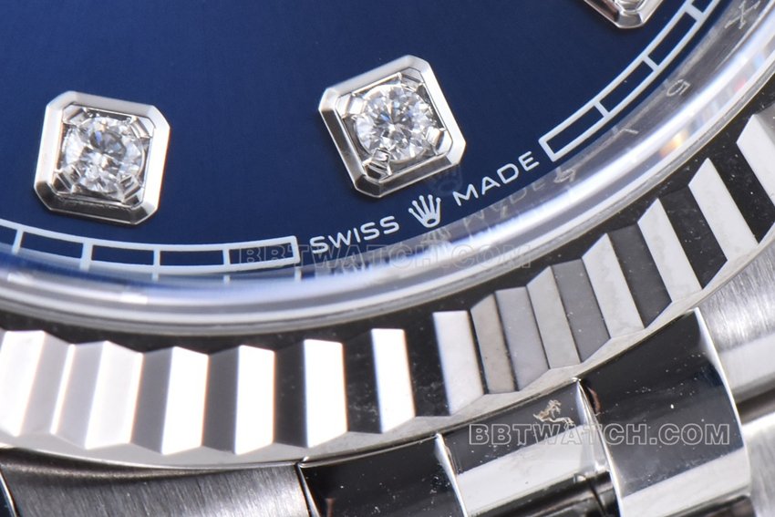 Factory C Rolex log top-tier 1:1high-quality replica36mmblue dial diamond hour markers m126234-0037front live photo