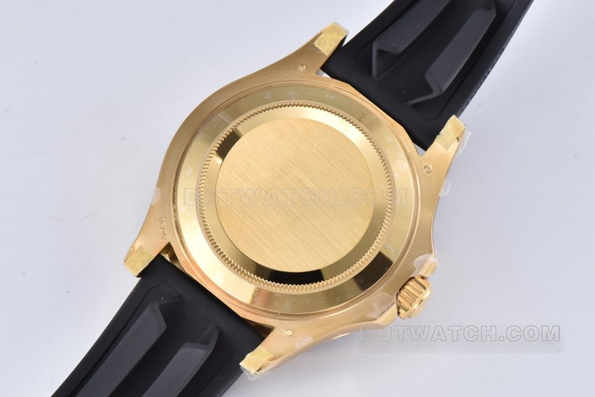 Factory C Rolex Yacht-Master top-tier 1:1high-quality replicablack dialyellow gold rubber model M226658-0001caseback live photo
