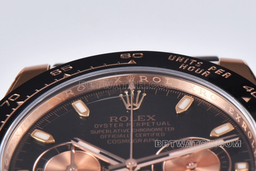 C factory RolexDaytona1:1super clonerose goldblack dialM116515ln-0017front live photo