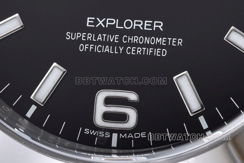 C factory Rolex explorer super cloneblack dialm214270-0003front live photo