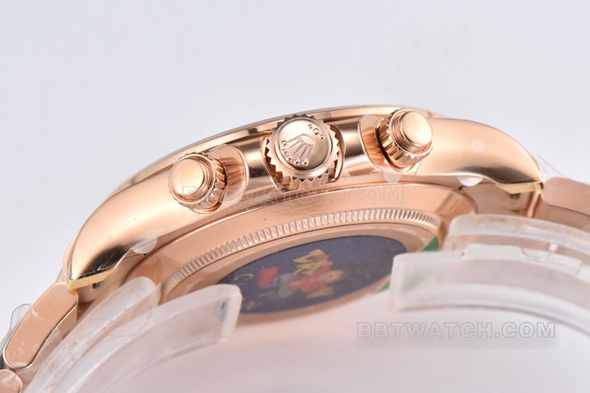 C factory Rolex Daytona top replica pink brown disk rose gold steel strap models m116505-0013 side real picture