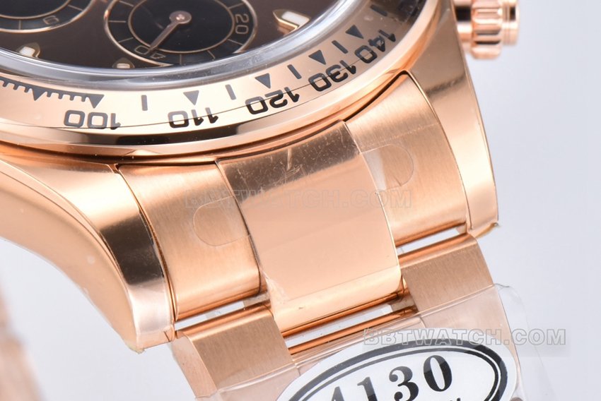 C factory Rolex Daytona top replica pink brown disk rose gold steel strap models m116505-0013 front real picture