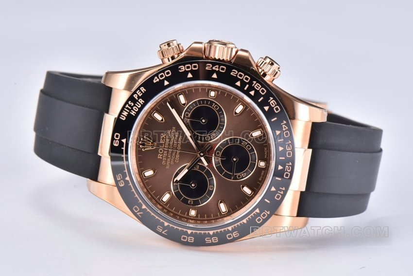Factory C Rolex Daytona1:1super clone brown plate rose rubber model M116515LN-0041front live photo