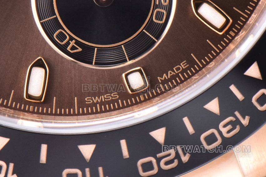 Factory C Rolex Daytona1:1super clone brown plate rose rubber model M116515LN-0041front live photo