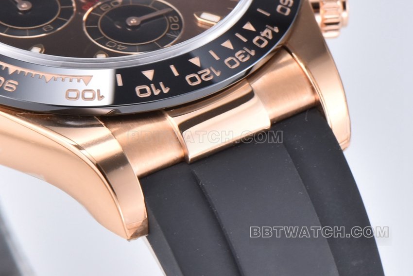Factory C Rolex Daytona1:1super clone brown plate rose rubber model M116515LN-0041front live photo