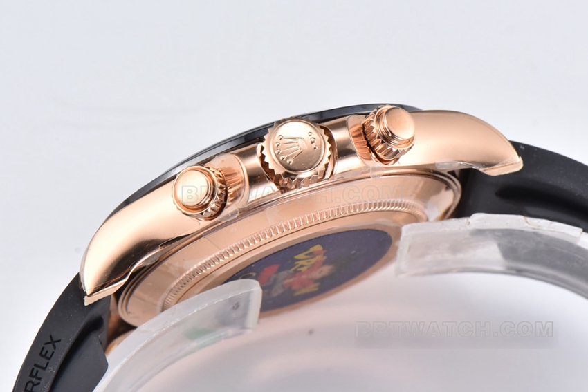 Factory C Rolex Daytona1:1super clone brown plate rose rubber model M116515LN-0041side live photo