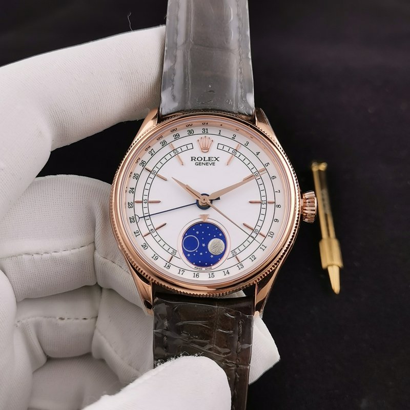 Rolex Cellini 50535 by TWC Factory: One-to-One Super Clone with White Moon Phase Dial and Leather Strap — detailed review and buying guide | Watch Replica Expert