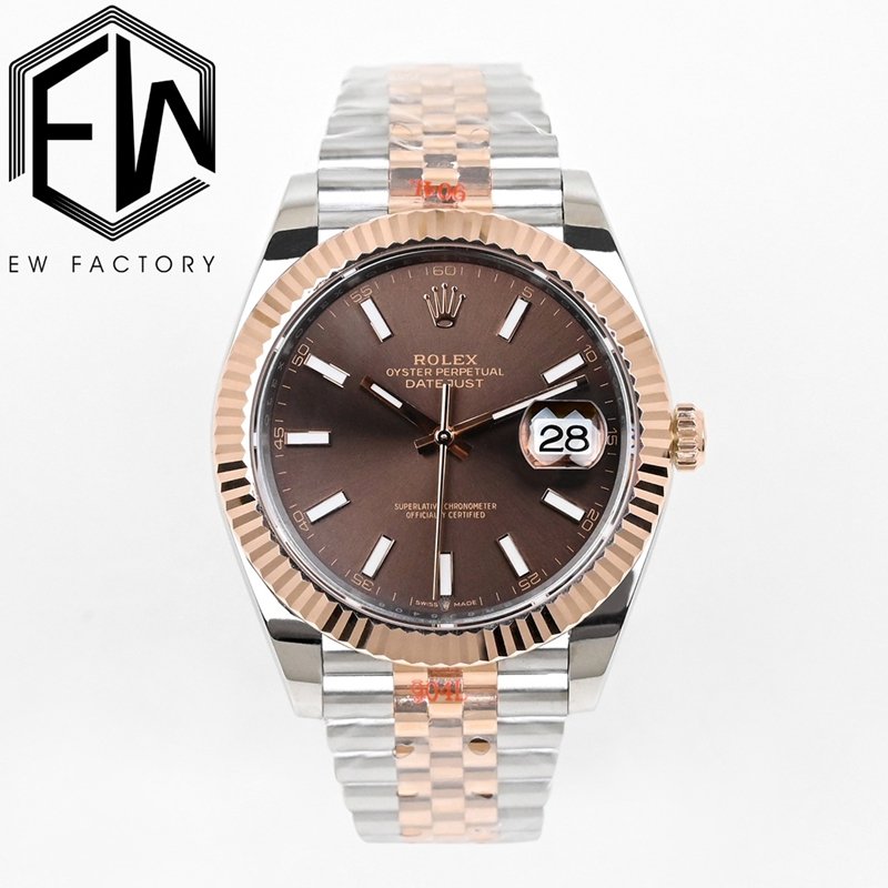 Rolex EW Rolex Datejust 41 mm 1:1 Super A Bela imitação de mostrador cor de chocolate pulseira de aço intermetálico mecânico de 41 mm 126331 — luxury replica watch guide | Watch Replica Expert