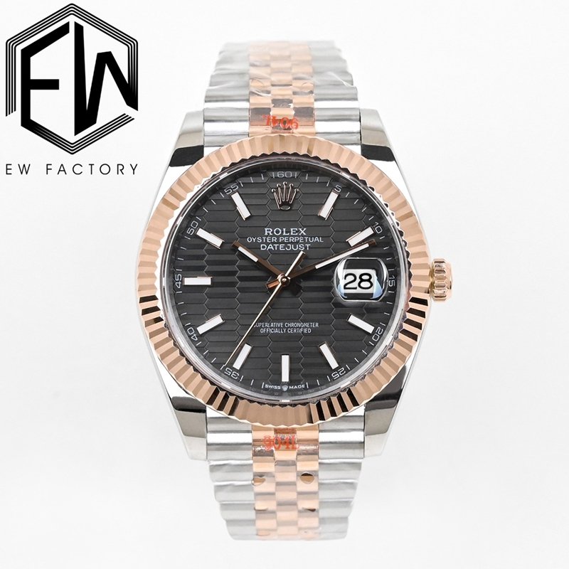 EW Rolex Datejust 41 mm Réplica superior Esfera texturizada gris 126331 Hebilla plegable de acero inoxidable Estilo informal — luxury replica watch guide | Watch Replica Expert