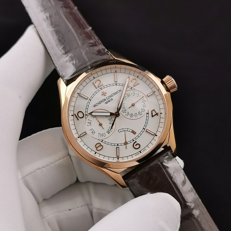 Vacheron Constantin TW Vacheron Constantin Wu Luzhi 4400E Esfera plateada Caja de oro rosa Reloj con correa de movimiento automático — luxury replica watch guide | Watch Replica Expert