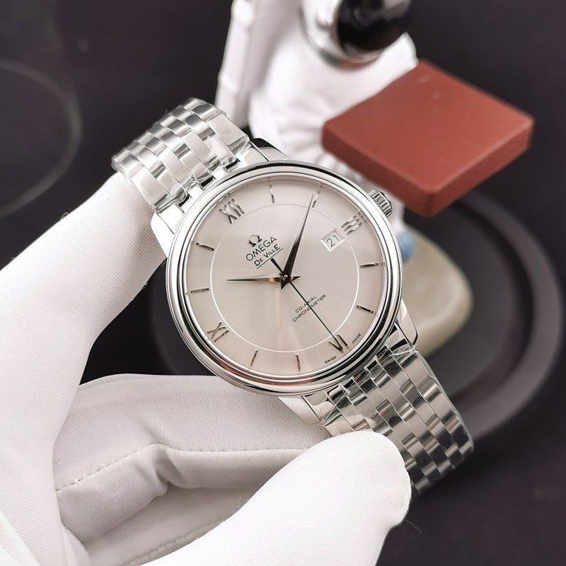 Omega KY Omega De Ville Premium Réplica Relógio Mecânico de Aço Inoxidável com Mostrador de Prata 424.10.40 — luxury replica watch guide | Watch Replica Expert