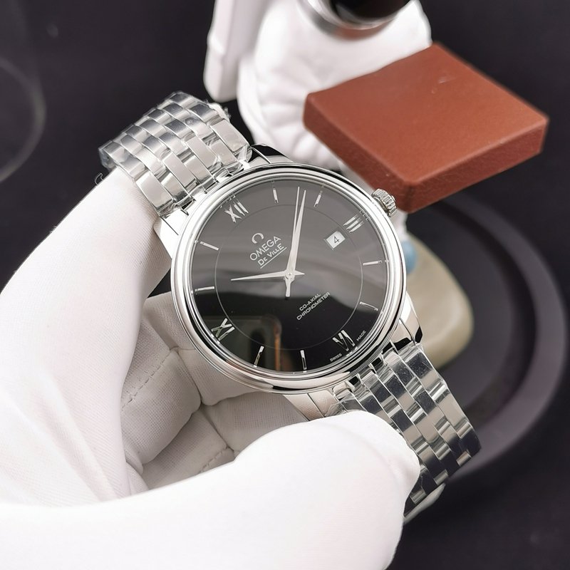 KY Omega De Ville 424.10.40 Imitação 1:1 de nível superior, mostrador preto, pulseira de aço inoxidável, movimento 9015 — luxury replica watch guide | Watch Replica Expert