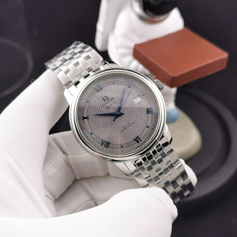 Omega De Ville 1:1 Super Clone Pulseira de aço mecânico com mostrador cinza 424.10.40 — luxury replica watch guide | Watch Replica Expert