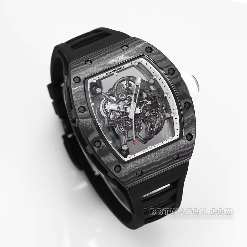 BBR factory Richard Mille men's super clone hollow plate white inner ring RM055 carbon fiber front live photo