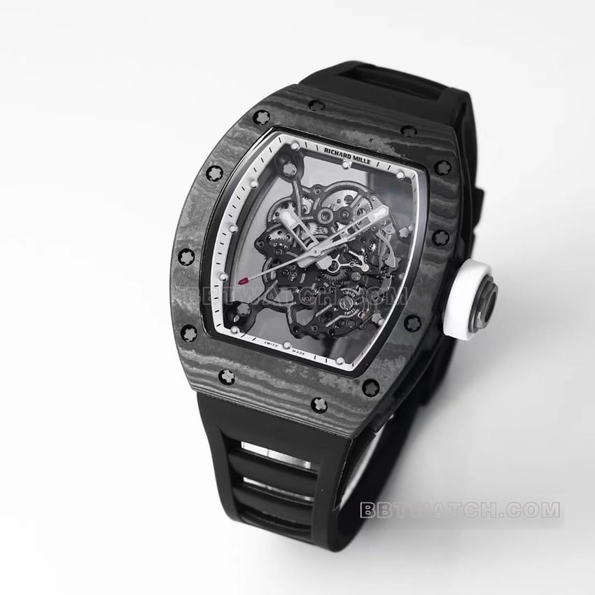BBR factory Richard Mille men's super clone hollow plate white inner ring RM055 carbon fiber front live photo