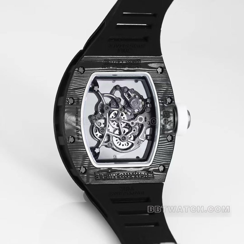 BBR factory Richard Mille men's super clone hollow plate white inner ring RM055 carbon fiber caseback live photo