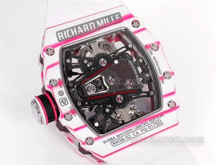 Richard Mille men's top-tier 1:1high-quality replica white rubber style RM 38-02caseback live photo