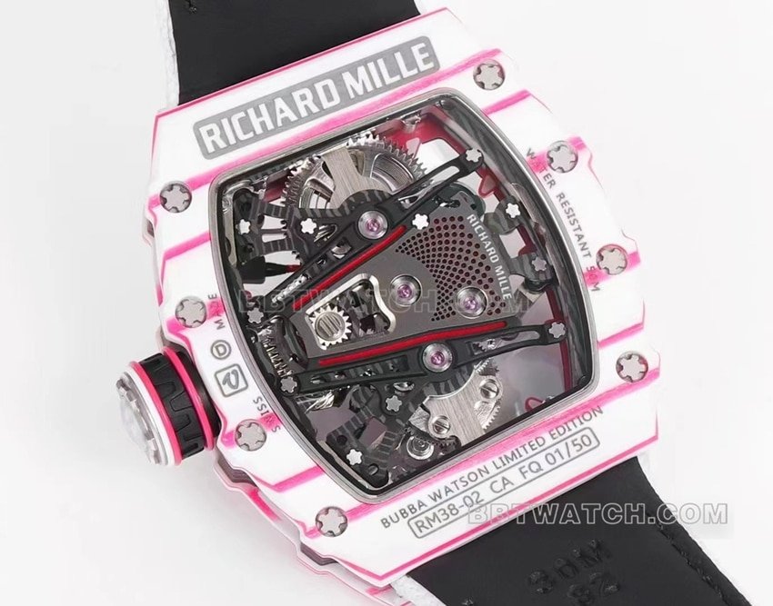 Richard Mille men's top-tier 1:1super clone white fabric RM 38-02caseback live photo