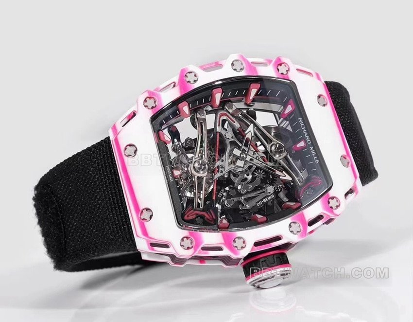 Richard Mille men's top-tier replica black fabric model RM 38-02front live photo