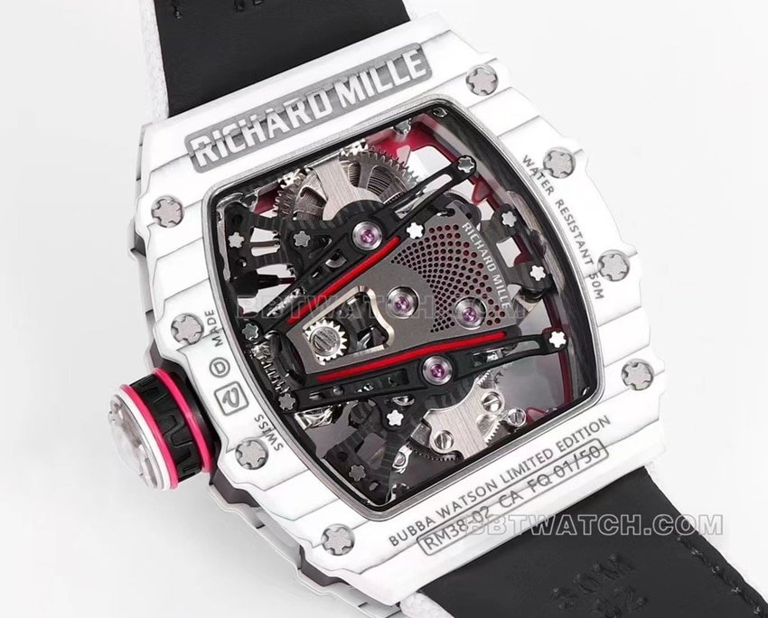Richard Mille men's 1:1 super clone white fabric RM 38-02caseback live photo
